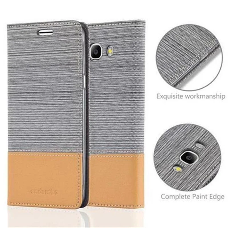 Cadorabo Hülle kompatibel mit Samsung Galaxy J7 2016 Schutzhülle mit Magnetverschluss, Standfunktion und Kartenfach