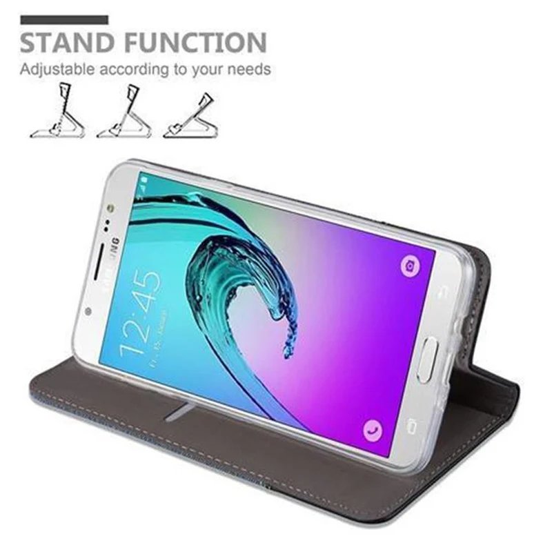Cadorabo Hülle kompatibel mit Samsung Galaxy J7 2016 Schutzhülle mit Magnetverschluss, Standfunktion und Kartenfach