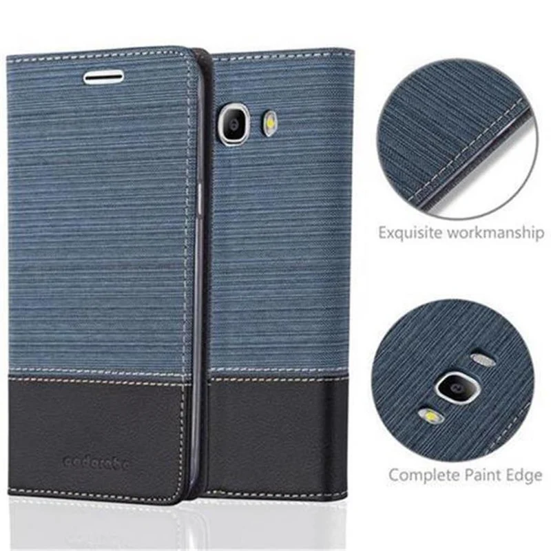 Cadorabo Hülle kompatibel mit Samsung Galaxy J7 2016 Schutzhülle mit Magnetverschluss, Standfunktion und Kartenfach