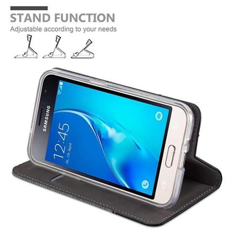 Cadorabo Hülle kompatibel mit Samsung Galaxy J1 2016 Schutzhülle mit Magnetverschluss, Standfunktion und Kartenfach