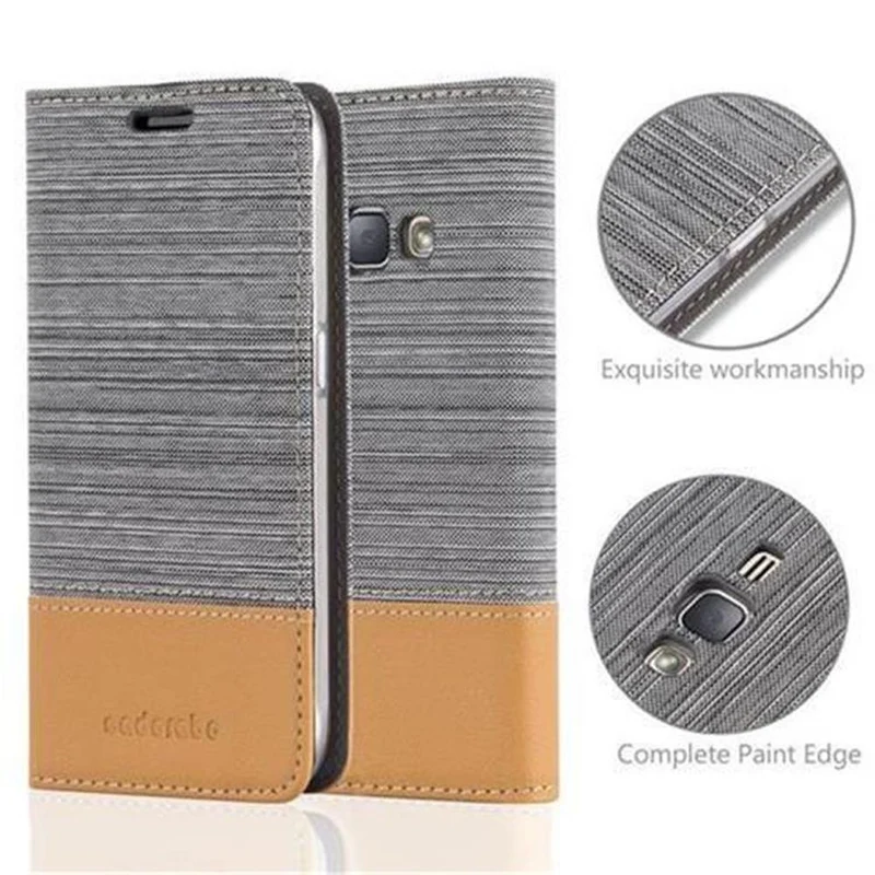 Cadorabo Hülle kompatibel mit Samsung Galaxy J1 2016 Schutzhülle mit Magnetverschluss, Standfunktion und Kartenfach