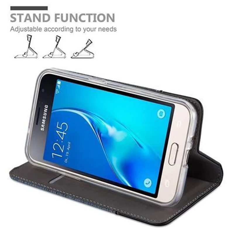 Cadorabo Hülle kompatibel mit Samsung Galaxy J1 2016 Schutzhülle mit Magnetverschluss, Standfunktion und Kartenfach