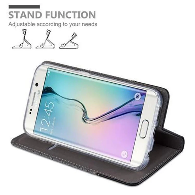 Cadorabo Hülle kompatibel mit Samsung Galaxy S6 EDGE Schutzhülle mit Magnetverschluss, Standfunktion und Kartenfach