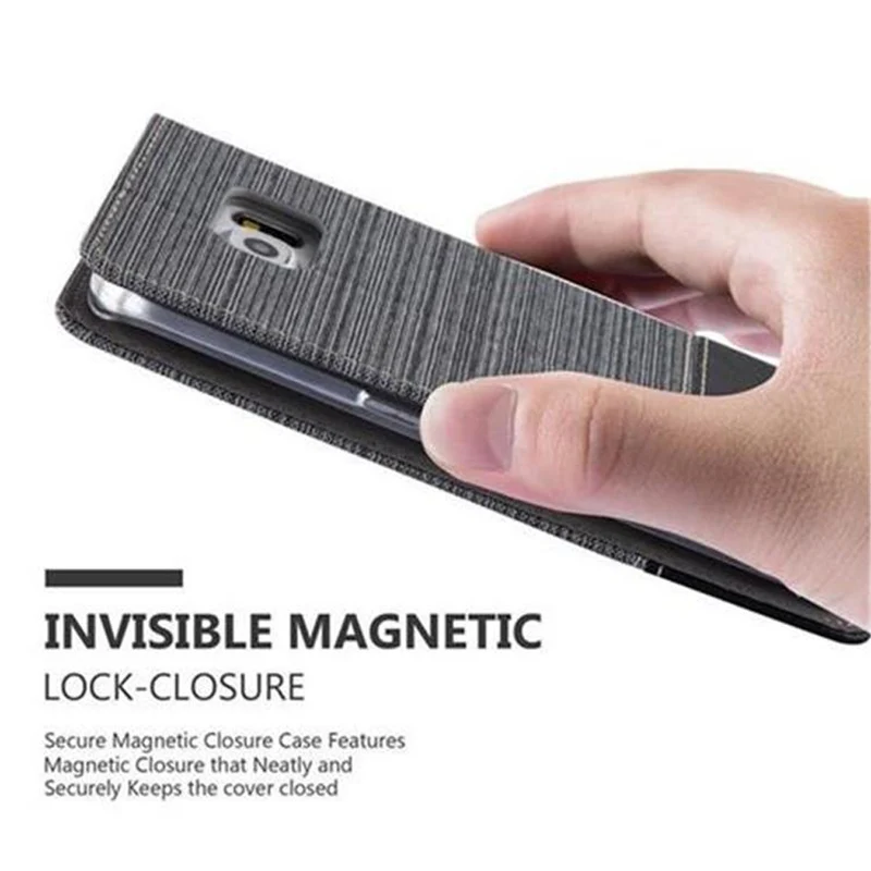 Cadorabo Hülle kompatibel mit Samsung Galaxy S6 EDGE Schutzhülle mit Magnetverschluss, Standfunktion und Kartenfach