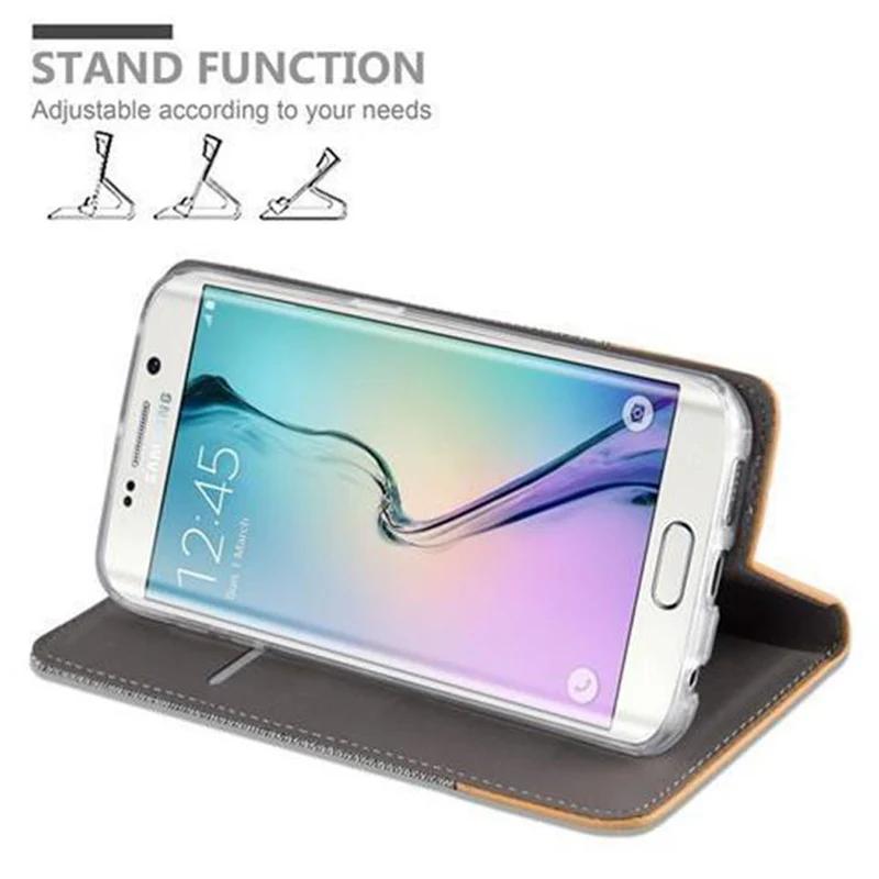 Cadorabo Hülle kompatibel mit Samsung Galaxy S6 EDGE Schutzhülle mit Magnetverschluss, Standfunktion und Kartenfach