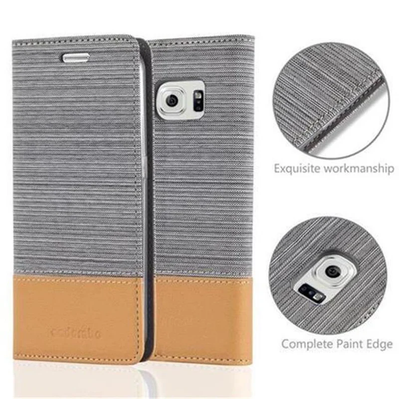 Cadorabo Hülle kompatibel mit Samsung Galaxy S6 EDGE Schutzhülle mit Magnetverschluss, Standfunktion und Kartenfach