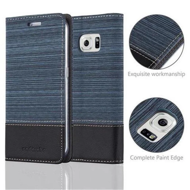 Cadorabo Hülle kompatibel mit Samsung Galaxy S6 EDGE Schutzhülle mit Magnetverschluss, Standfunktion und Kartenfach