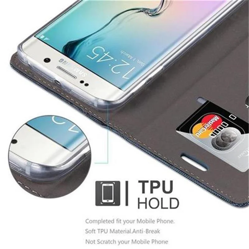 Cadorabo Hülle kompatibel mit Samsung Galaxy S6 EDGE Schutzhülle mit Magnetverschluss, Standfunktion und Kartenfach