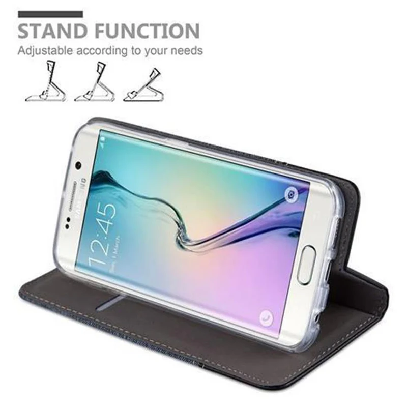 Cadorabo Hülle kompatibel mit Samsung Galaxy S6 EDGE Schutzhülle mit Magnetverschluss, Standfunktion und Kartenfach