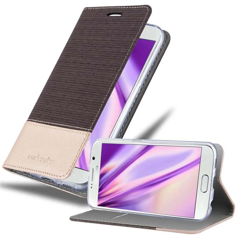 Cadorabo Hülle kompatibel mit Samsung Galaxy S6 Schutzhülle mit Magnetverschluss, Standfunktion und Kartenfach