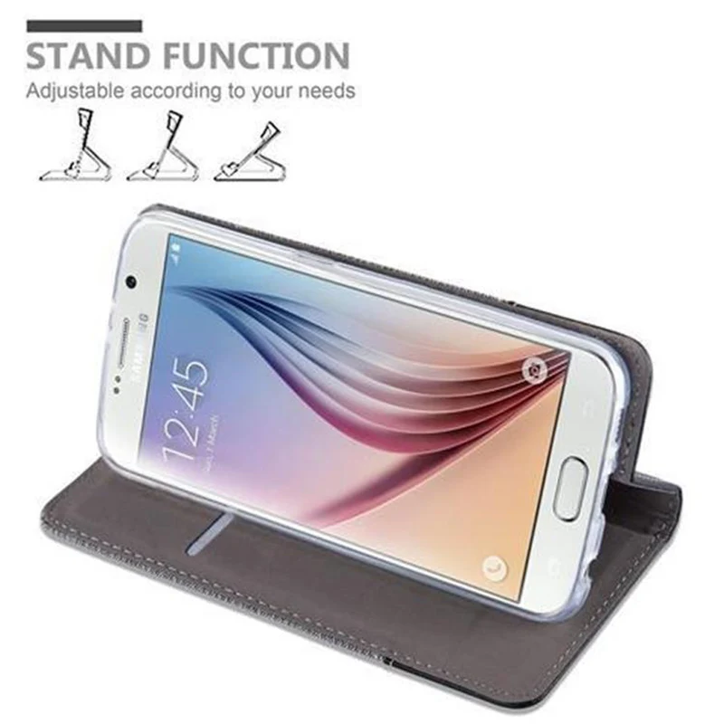 Cadorabo Hülle kompatibel mit Samsung Galaxy S6 Schutzhülle mit Magnetverschluss, Standfunktion und Kartenfach