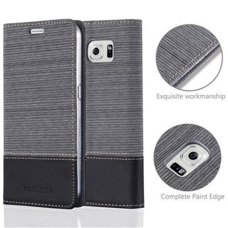 Cadorabo Hülle kompatibel mit Samsung Galaxy S6 Schutzhülle mit Magnetverschluss, Standfunktion und Kartenfach