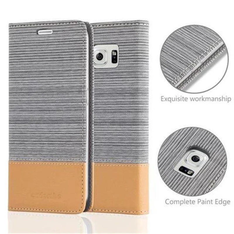 Cadorabo Hülle kompatibel mit Samsung Galaxy S6 Schutzhülle mit Magnetverschluss, Standfunktion und Kartenfach