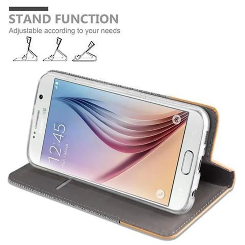 Cadorabo Hülle kompatibel mit Samsung Galaxy S6 Schutzhülle mit Magnetverschluss, Standfunktion und Kartenfach