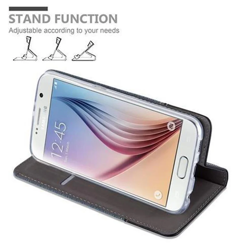 Cadorabo Hülle kompatibel mit Samsung Galaxy S6 Schutzhülle mit Magnetverschluss, Standfunktion und Kartenfach