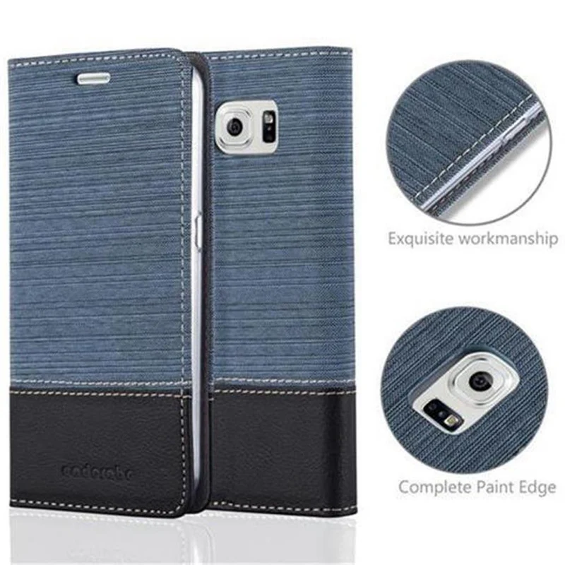 Cadorabo Hülle kompatibel mit Samsung Galaxy S6 Schutzhülle mit Magnetverschluss, Standfunktion und Kartenfach