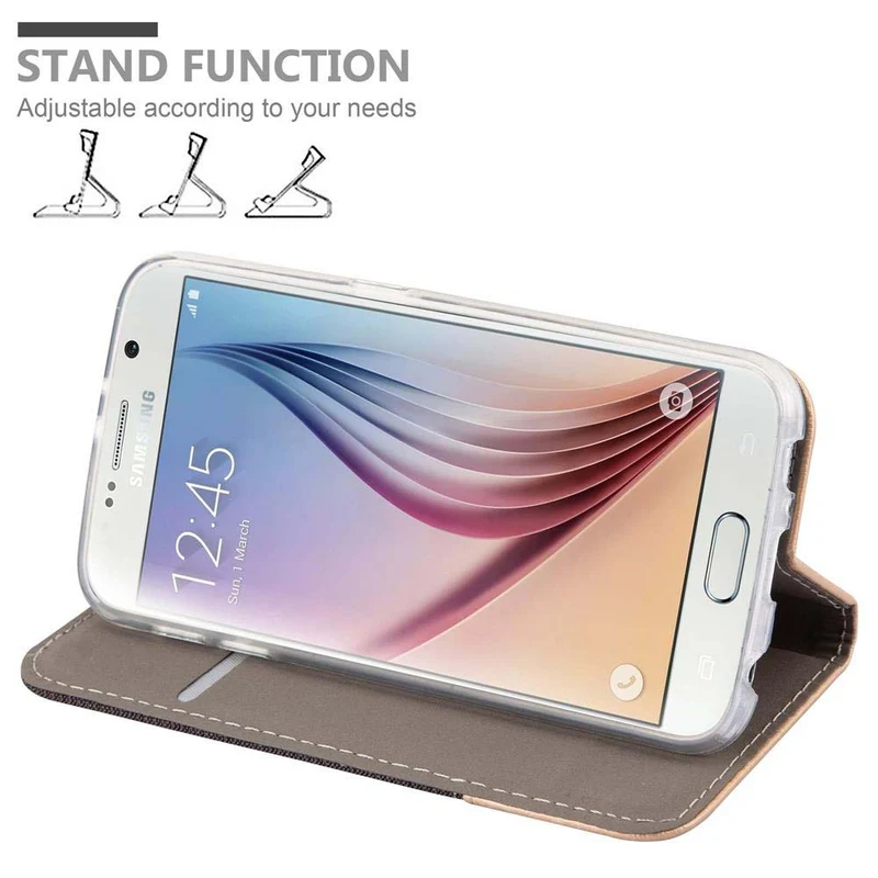 Cadorabo Hülle kompatibel mit Samsung Galaxy S6 Schutzhülle mit Magnetverschluss, Standfunktion und Kartenfach
