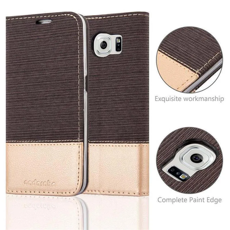 Cadorabo Hülle kompatibel mit Samsung Galaxy S6 Schutzhülle mit Magnetverschluss, Standfunktion und Kartenfach