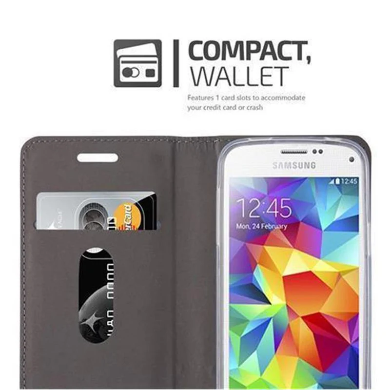 Cadorabo Hülle kompatibel mit Samsung Galaxy S5 MINI / S5 MINI DUOS Schutzhülle mit Magnetverschluss, Standfunktion und Kartenfach