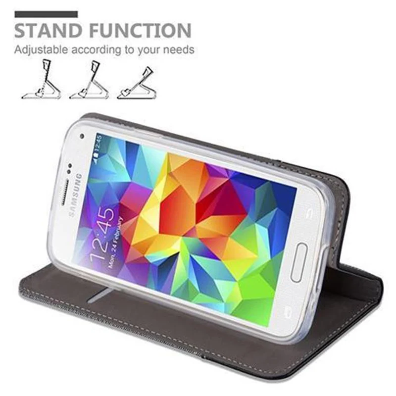 Cadorabo Hülle kompatibel mit Samsung Galaxy S5 MINI / S5 MINI DUOS Schutzhülle mit Magnetverschluss, Standfunktion und Kartenfach