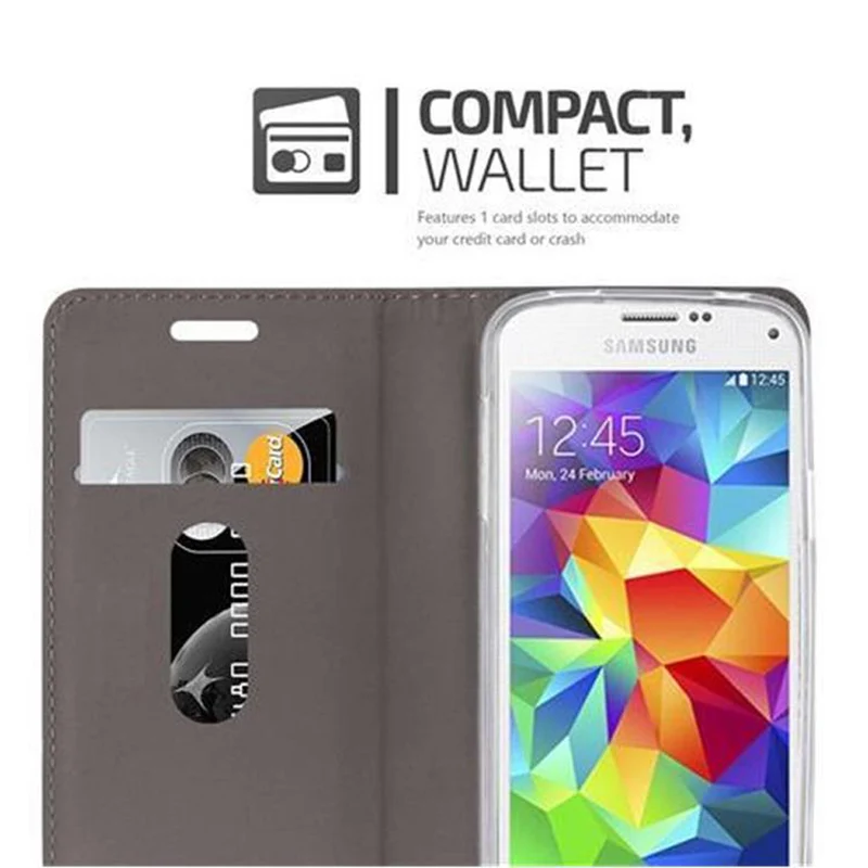 Cadorabo Hülle kompatibel mit Samsung Galaxy S5 MINI / S5 MINI DUOS Schutzhülle mit Magnetverschluss, Standfunktion und Kartenfach