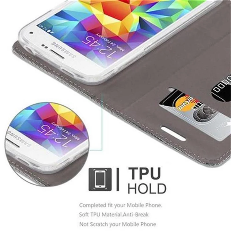 Cadorabo Hülle kompatibel mit Samsung Galaxy S5 MINI / S5 MINI DUOS Schutzhülle mit Magnetverschluss, Standfunktion und Kartenfach
