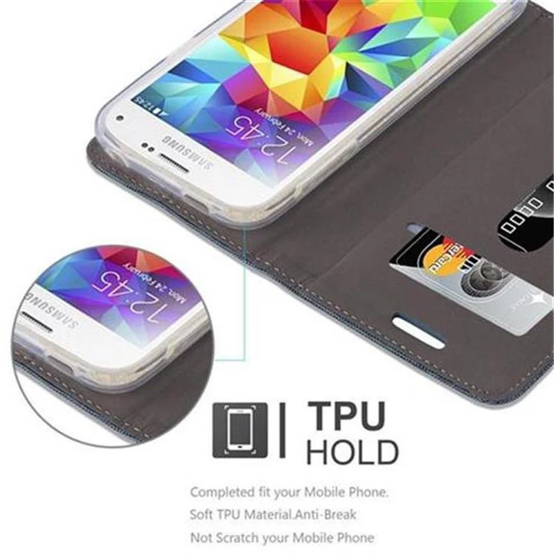Cadorabo Hülle kompatibel mit Samsung Galaxy S5 MINI / S5 MINI DUOS Schutzhülle mit Magnetverschluss, Standfunktion und Kartenfach