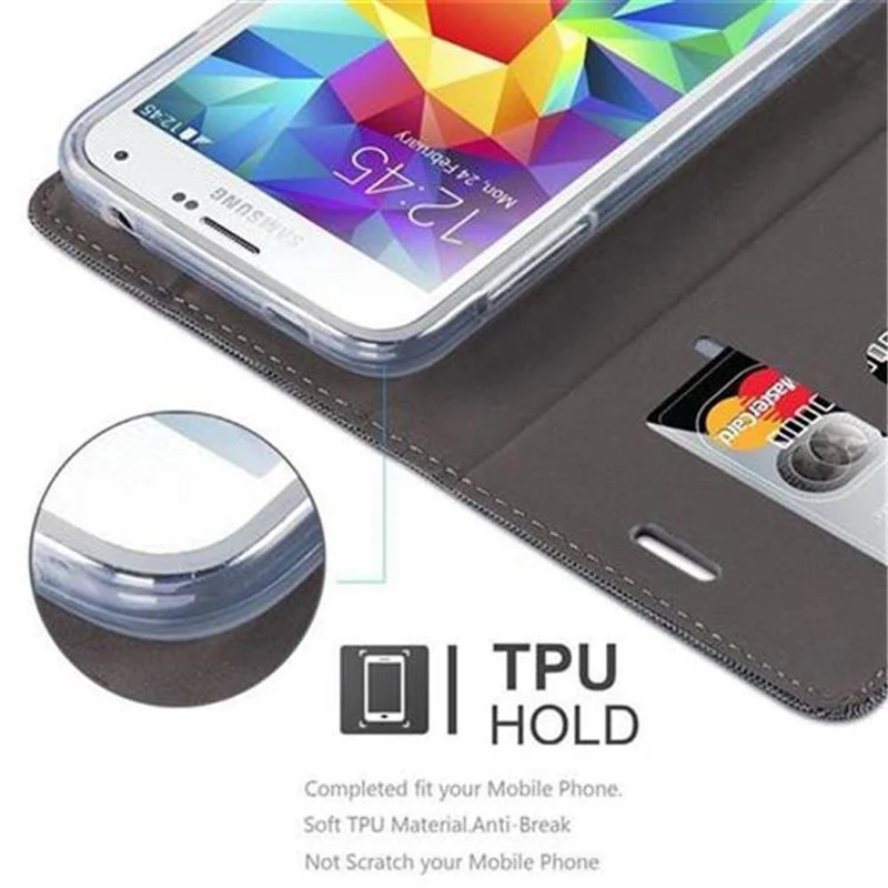 Cadorabo Hülle kompatibel mit Samsung Galaxy S5 / S5 NEO Schutzhülle mit Magnetverschluss, Standfunktion und Kartenfach