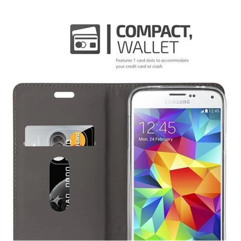 Cadorabo Hülle kompatibel mit Samsung Galaxy S5 / S5 NEO Schutzhülle mit Magnetverschluss, Standfunktion und Kartenfach