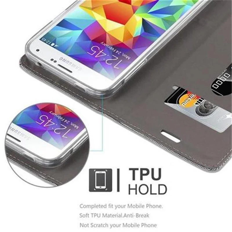 Cadorabo Hülle kompatibel mit Samsung Galaxy S5 / S5 NEO Schutzhülle mit Magnetverschluss, Standfunktion und Kartenfach