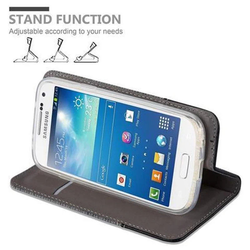 Cadorabo Hülle kompatibel mit Samsung Galaxy S4 MINI Schutzhülle mit Magnetverschluss, Standfunktion und Kartenfach