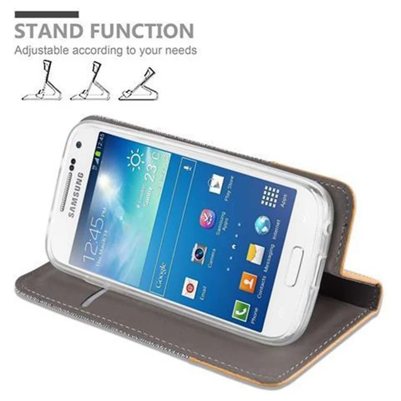 Cadorabo Hülle kompatibel mit Samsung Galaxy S4 MINI Schutzhülle mit Magnetverschluss, Standfunktion und Kartenfach