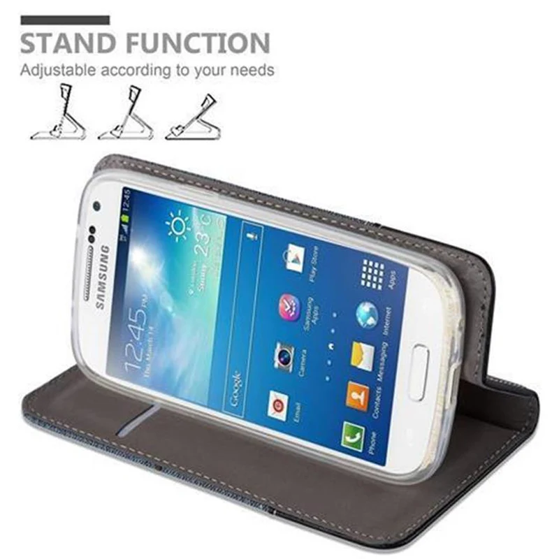 Cadorabo Hülle kompatibel mit Samsung Galaxy S4 MINI Schutzhülle mit Magnetverschluss, Standfunktion und Kartenfach