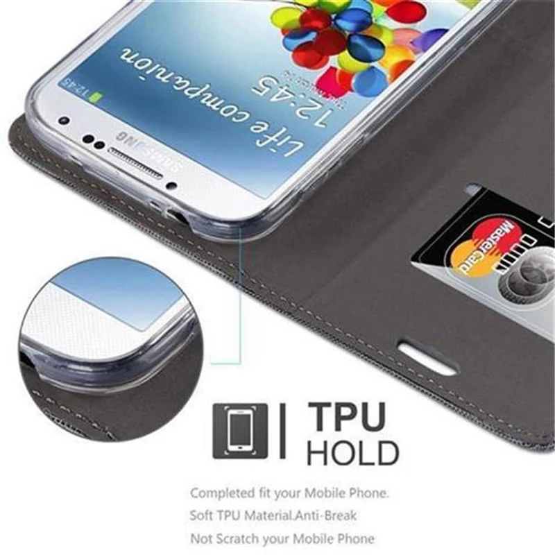 Cadorabo Hülle kompatibel mit Samsung Galaxy S4 Schutzhülle mit Magnetverschluss, Standfunktion und Kartenfach