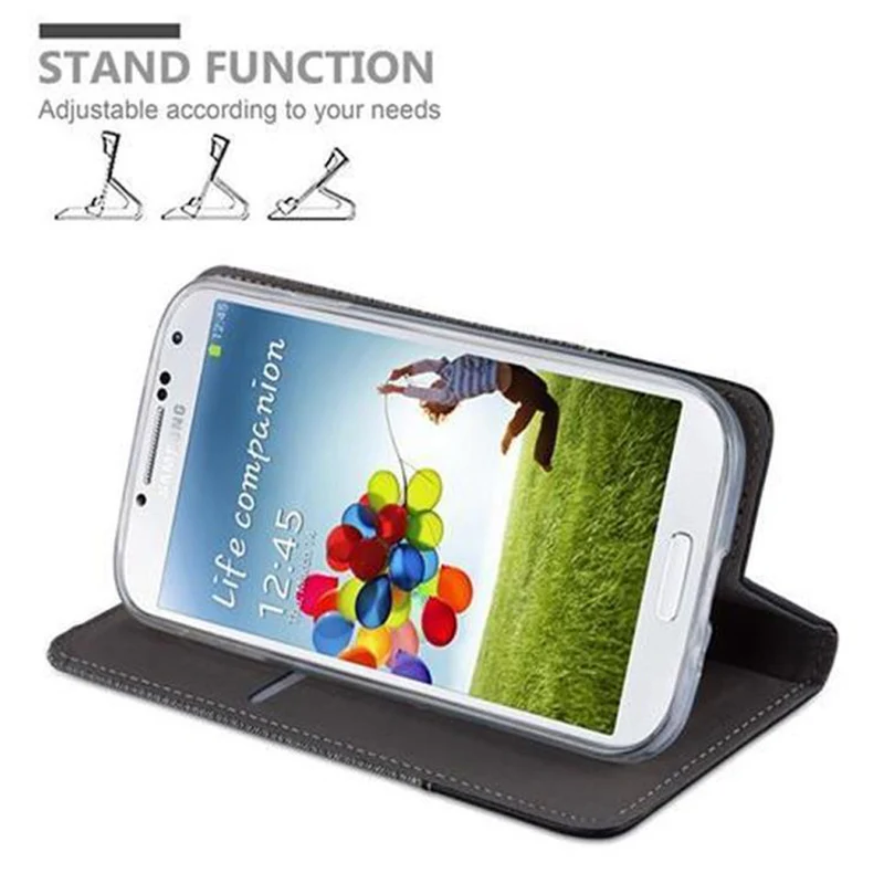 Cadorabo Hülle kompatibel mit Samsung Galaxy S4 Schutzhülle mit Magnetverschluss, Standfunktion und Kartenfach