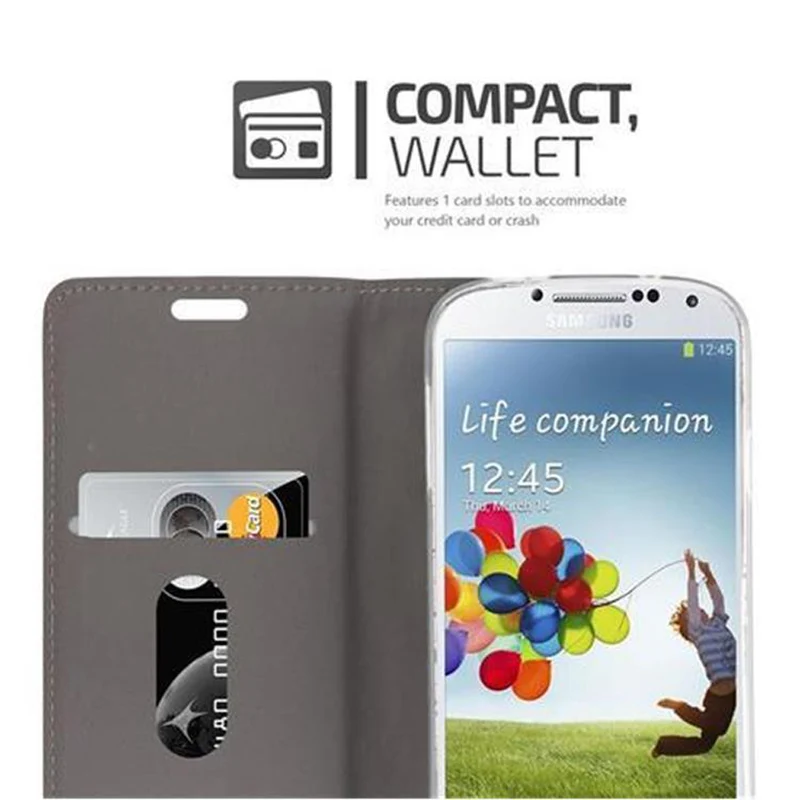 Cadorabo Hülle kompatibel mit Samsung Galaxy S4 Schutzhülle mit Magnetverschluss, Standfunktion und Kartenfach