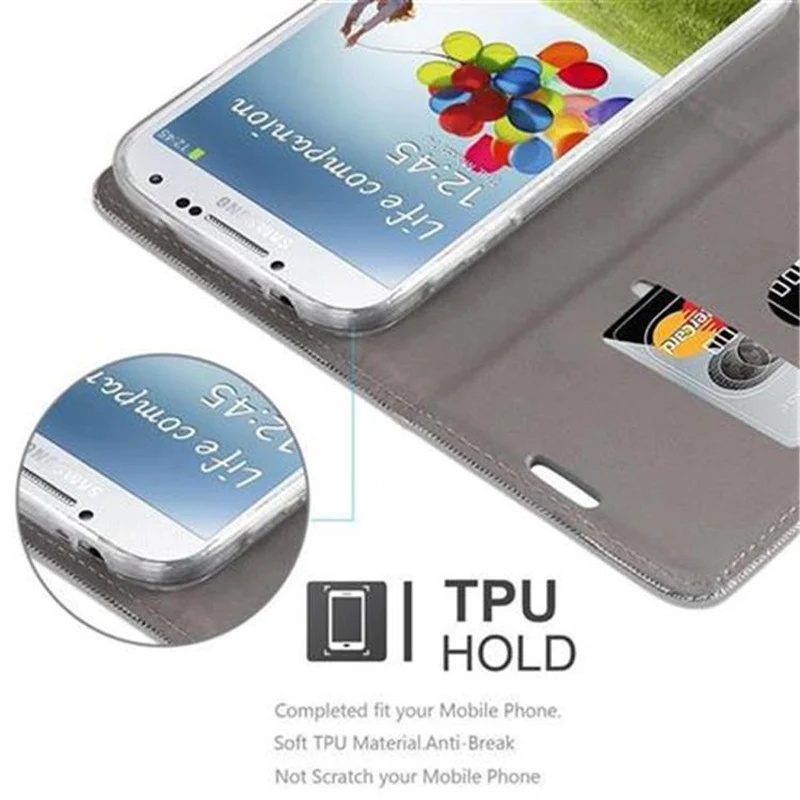 Cadorabo Hülle kompatibel mit Samsung Galaxy S4 Schutzhülle mit Magnetverschluss, Standfunktion und Kartenfach