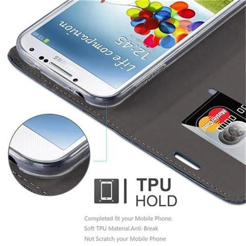 Cadorabo Hülle kompatibel mit Samsung Galaxy S4 Schutzhülle mit Magnetverschluss, Standfunktion und Kartenfach