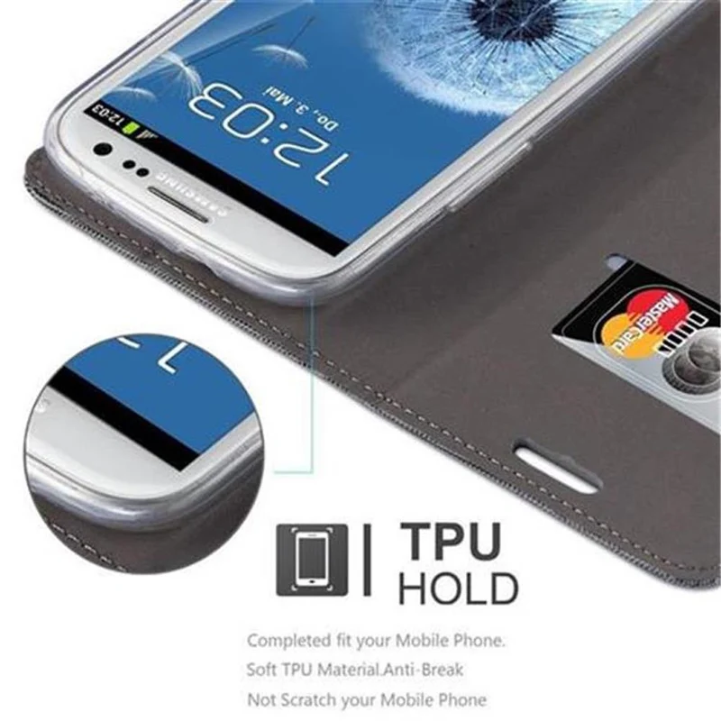 Cadorabo Hülle kompatibel mit Samsung Galaxy S3 / S3 NEO Schutzhülle mit Magnetverschluss, Standfunktion und Kartenfach