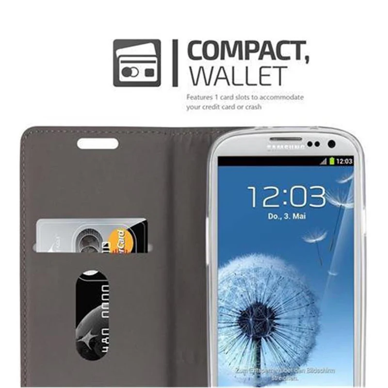 Cadorabo Hülle kompatibel mit Samsung Galaxy S3 / S3 NEO Schutzhülle mit Magnetverschluss, Standfunktion und Kartenfach