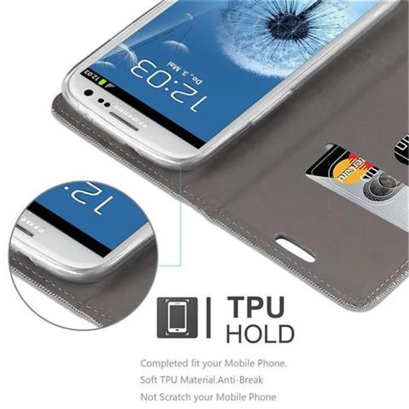 Cadorabo Hülle kompatibel mit Samsung Galaxy S3 / S3 NEO Schutzhülle mit Magnetverschluss, Standfunktion und Kartenfach