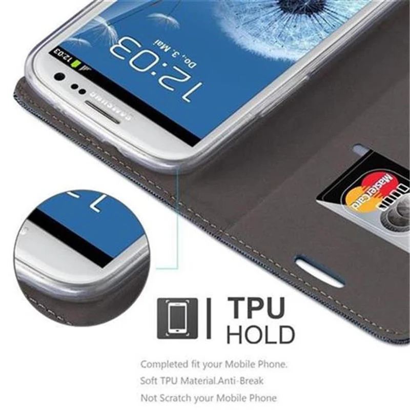 Cadorabo Hülle kompatibel mit Samsung Galaxy S3 / S3 NEO Schutzhülle mit Magnetverschluss, Standfunktion und Kartenfach