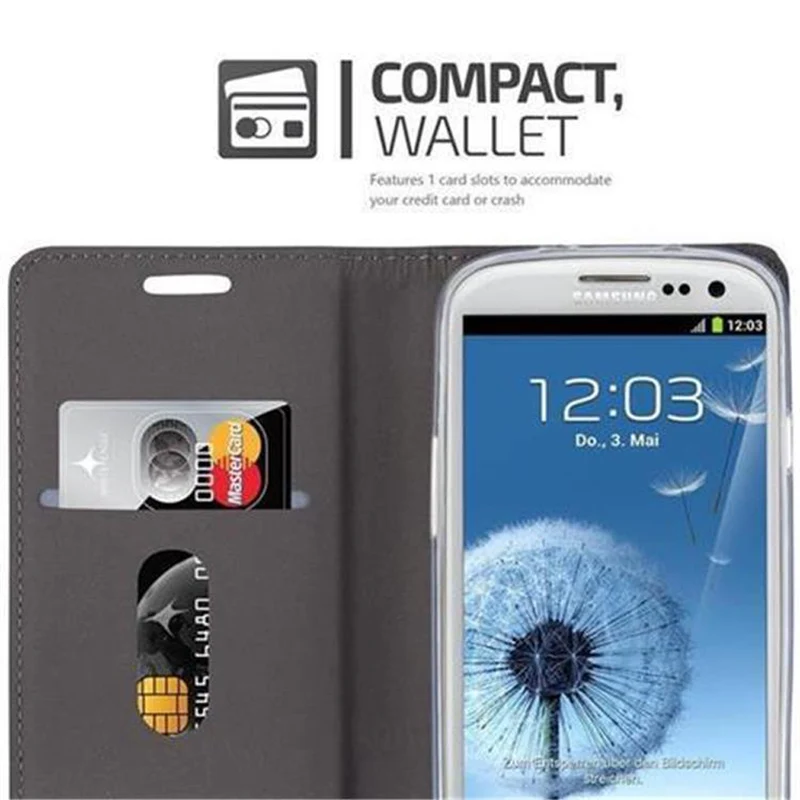 Cadorabo Hülle kompatibel mit Samsung Galaxy S3 / S3 NEO Schutzhülle mit Magnetverschluss, Standfunktion und Kartenfach