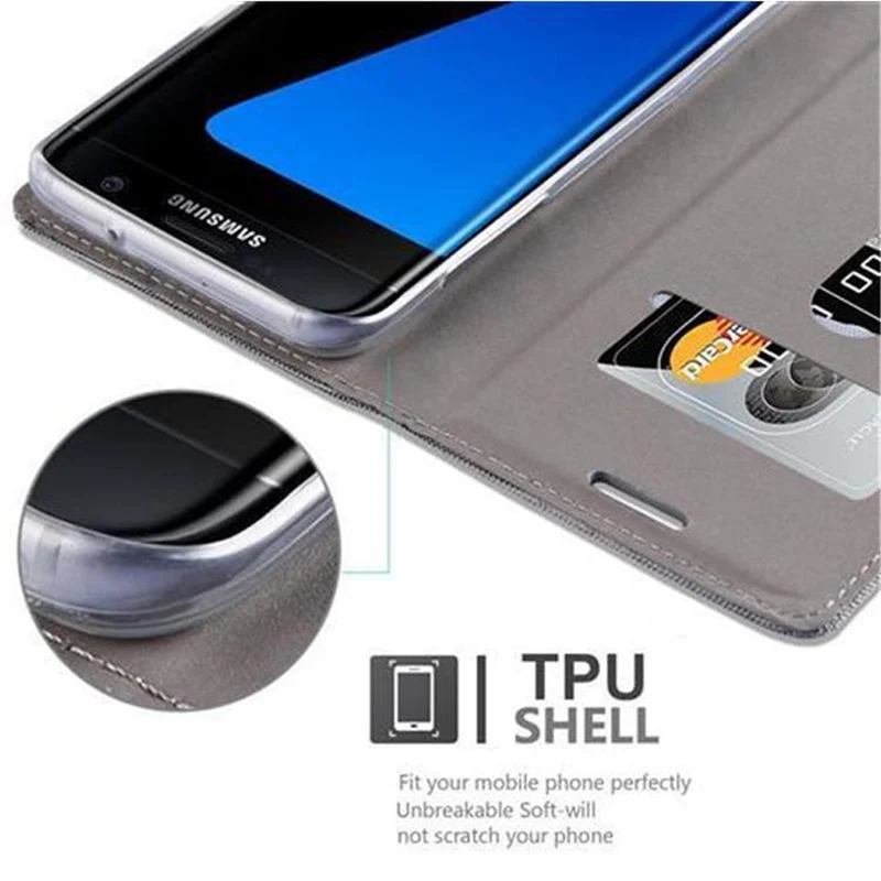 Cadorabo Hülle kompatibel mit Samsung Galaxy S7 EDGE Schutzhülle mit Magnetverschluss, Standfunktion und Kartenfach
