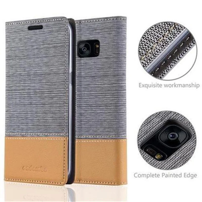 Cadorabo Hülle kompatibel mit Samsung Galaxy S7 EDGE Schutzhülle mit Magnetverschluss, Standfunktion und Kartenfach