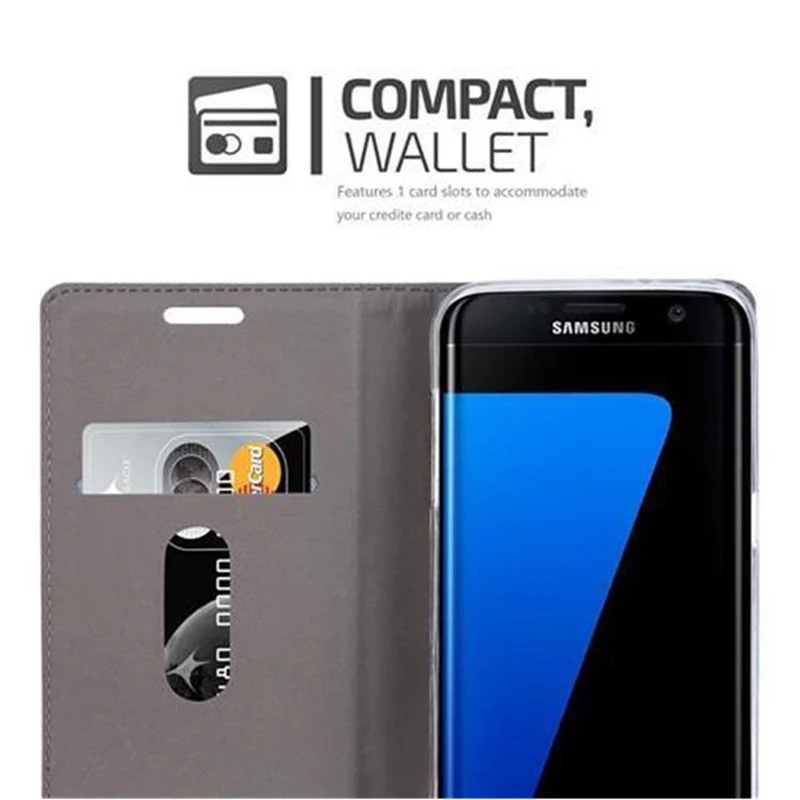 Cadorabo Hülle kompatibel mit Samsung Galaxy S7 EDGE Schutzhülle mit Magnetverschluss, Standfunktion und Kartenfach