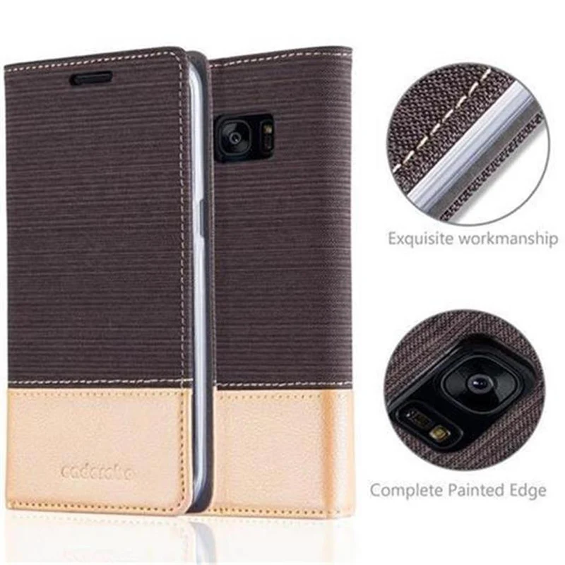 Cadorabo Hülle kompatibel mit Samsung Galaxy S7 EDGE Schutzhülle mit Magnetverschluss, Standfunktion und Kartenfach