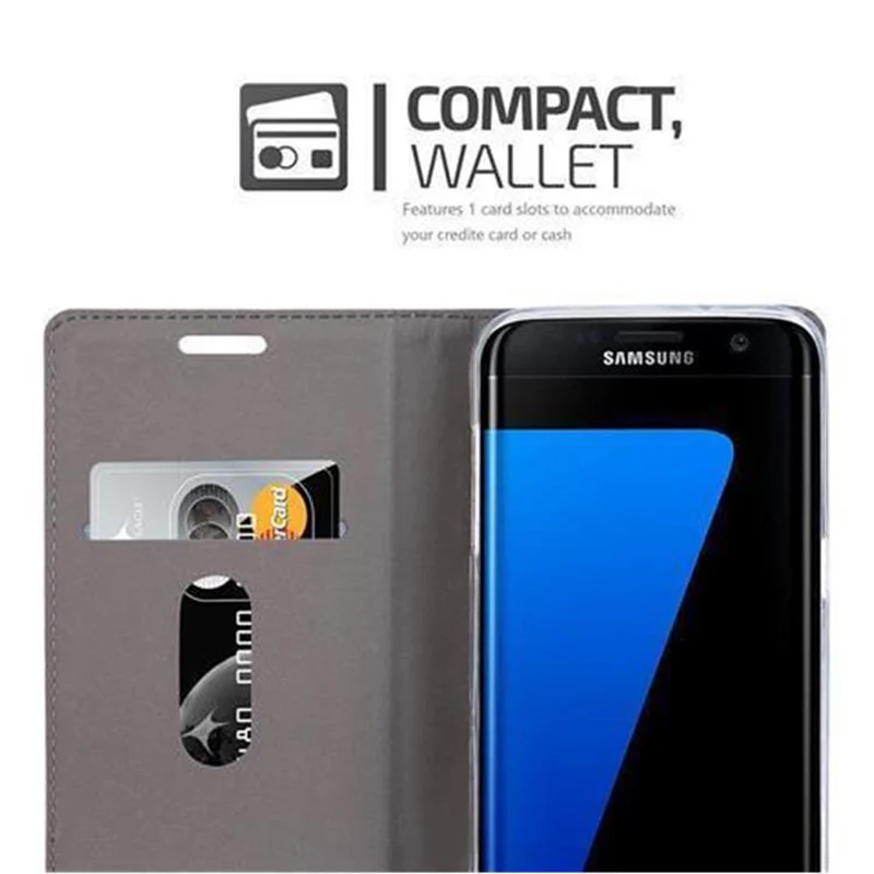 Cadorabo Hülle kompatibel mit Samsung Galaxy S7 EDGE Schutzhülle mit Magnetverschluss, Standfunktion und Kartenfach