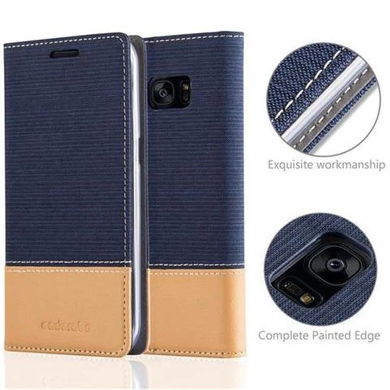 Cadorabo Hülle kompatibel mit Samsung Galaxy S7 EDGE Schutzhülle mit Magnetverschluss, Standfunktion und Kartenfach