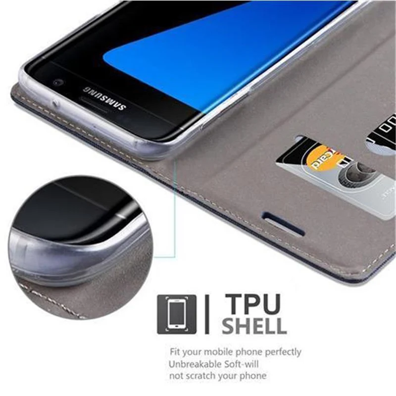 Cadorabo Hülle kompatibel mit Samsung Galaxy S7 EDGE Schutzhülle mit Magnetverschluss, Standfunktion und Kartenfach